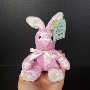Vtg Kids of America Bunny Plush Pals Pink Velour Easter Velvet 2002 Mini 6" Tall